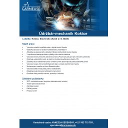 Voľná pracovná pozícia - Carmeuse Slovakia - U.S.STEEL - údržbár/mechanik