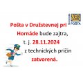 Zatvorená Pošta v Družstevnej pri Hornáde: 28.11.2024